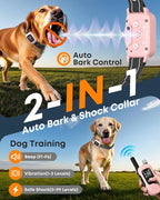 Delupet 2-in-1 Dog Bark & Training Collar – 4500FT Shock Collar with Remote Control, Automatic Anti-Barking E Collar with IPX8 Waterproof & LED Light for Small Medium Large Dog (Pink)