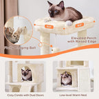 Yaheetech Cat Tree for Indoor Pets, 36in Tower Condo w/Extra Large Perch, Scratching Posts, Board, Dangling Ball, Play Structure for Kittens & Adult Cats, Beige