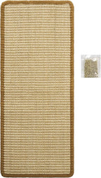 SAFAVIEH Cat Scratch Mat Pad Collection, 12" x 20" Oval, Beige, Sisal & Jute Boucle Weave, Velcro & Slip Resistant Backing