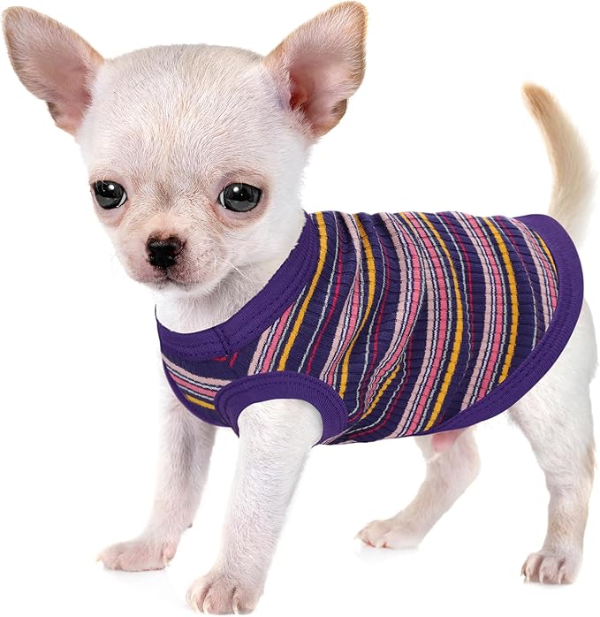 Elevate Your Pet's Comfort and Fashion: Premium 100% Cotton Rib Dog Shirt Vest for Small Breeds Like Chihuahuas, Yorkies, and Puppies .Year-Round Style with Tank-Style Puppy Attire Purple X-Large