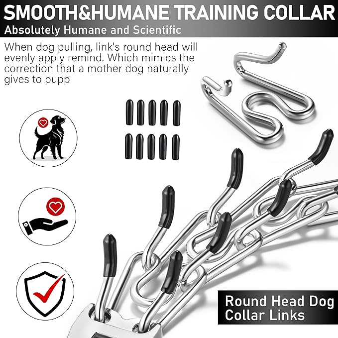 Dog Training Collar Adjustable Stainless Steel Collar with Quick Release Buckle for Small Medium Large Dog (S Girth 11.2"-14.5")