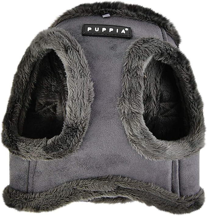 Puppia Terry Vest Dog Harness Step-in Winter Suede Warm No Choke No Pull Training Walking for Small and Medium Dog, Grey, X-Large