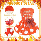 Abbylike 3 Pcs Seasonal Dog Outfits Christmas Halloween Thanksgiving Pet Costume Cotton Holiday Puppy Dress Lightweight Pet Apparel with Bowknot for Large Medium Cat Clothing, Large