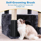 Hey-brother Cat Tree Tower with Extra Large Platform, Spacious Condo, 2 Cozy Hammocks, Self-Grooming Brush, Sisal Scratching Posts for Big Indoor Adult, Maine Coon, 35.4 Inches, Smoky Gray MPJ060G