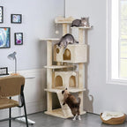 Topeakmart 70in Cat Tree, Multi-Level Cat Tower with Scratching Post Dangling Ball and Condos Cat Furniture for Indoor Cats, Beige