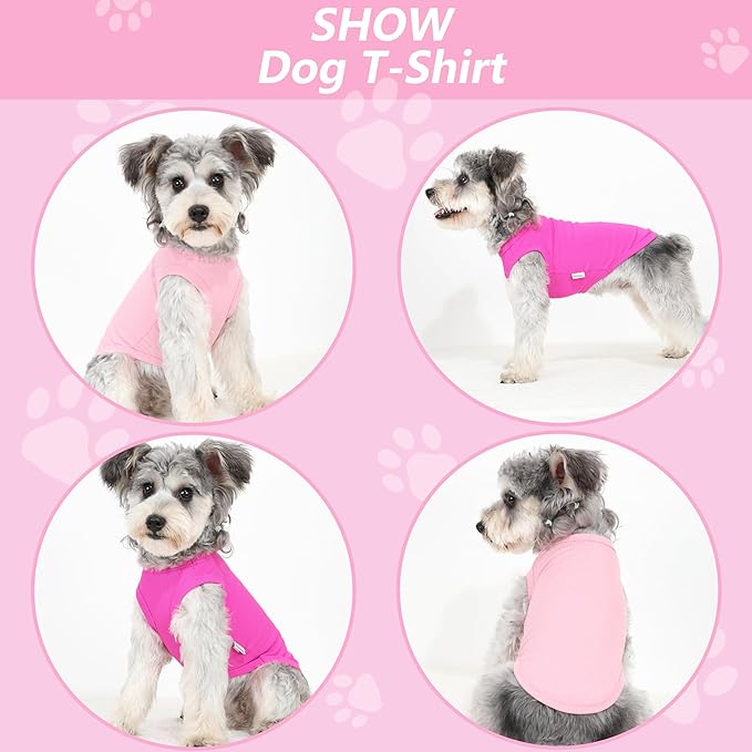 2 Pack Dog Clothes for Small Dogs Summer Dog Shirt Vest Girl Boy Lightweight Puppy T-Shirts Blank Soft and Cool Pet Clothing Sleeveless Medium Large Dog Outfit (Pink+D-Pink, Large)