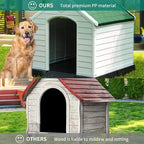 YITAHOME Plastic Dog House, Waterproof Indoor Outdoor Doghouse for Large or Small Dog, with Air Vents and Elevated Floor, Easy Assemble and Clean