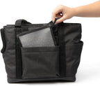 Cleverpup Transit Tote Dog Carrier for Small Dogs up to 8 lbs, 16x11x8 Soft-Sided 4-Pc Set with Waterproof Base, Plush Insert, Food Pouch, Mesh Head Opening - Small, Graphite Graphite