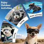Dog Goggles Dog Sunglasses for Medium Breed UV Protection Windproof with Adjustable Head Straps Chin Straps for Ride Car/Hiking Travel/On Beach-Black
