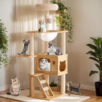 48.8" Cat Tree, Tall Cat Climbing Tower, Cats Trees with Hammock and Scratching Post, Cats Housesr for Indoor.