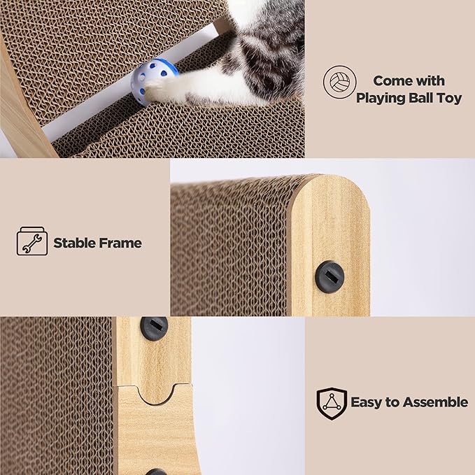 Small Cat Scratcher, L Shaped Cat Scratch, Wall Mounted Cat Scratching Board, Cat Cardboard Scratcher, Vertical Cat Scratch Ramp for Indoor Cat (16.9 Inch)