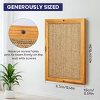 Large Sisal Cats Wall Scratcher, Floor or Wall Mounted Cat Scratching Mat, Durable cat Scratch Pads for Indoor Cats, Framed Sisal Scratch Pad Mat, Wall Cat Scratching Post for Furniture Protector