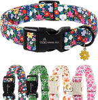 ARING PET Girl Dog Collar, Cute Spring Summer Floral Puppy Pet Collars for Small Medium Large Dogs-M