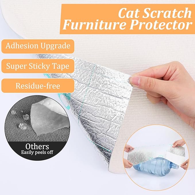 118" x 15.7" Extra Large Self-Adhesive Trimmable Cat Scratching Mat DIY Cat Scratch Furniture Protector with 20 Screws for Couch, Wall, and Indoor Furniture