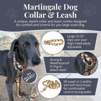 Lucky Love Dog Martingale Dog Collar & Leash - Adjustable, No-Slip, Durable, Comfortable, Soft Webbing, & Stylish Patterned Collar & Leash Set for Male and Female Dogs - Oscar Combo, Large