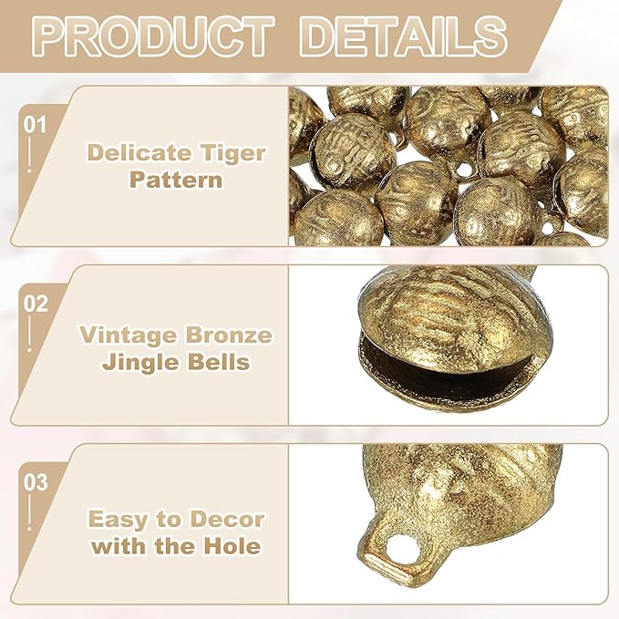 uxcell 16 Pcs Vintage Bronze Jingle Bells, 18mm Tibetan Jingle Bells for Crafts, Small Rustic Decorative Metal Bell for Dog Cat Pet Collar DIY Crafts Home Door Christmas Decor