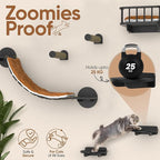 FURRY VIBES Cat Wall Shelves & Perches – 7-in-1 Cat Wall Furniture Set with Bed, Climbing Steps, Scratcher & Bridge Ladder – Black Bamboo Wall Cat Shelf for Indoor Cats