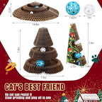 Soulchen Christmas Tree Magic Organ Cat Scratching Board, Combinable Cat Toy, Interactive Cardboard Kitty Scratcher with Bell Ball, Durable Foldable Accordion Scratch Pad, Exercise for Indoor
