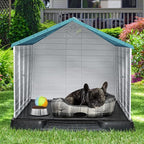 YITAHOME Plastic Dog House, Waterproof Indoor Outdoor Doghouse for Large or Small Dog, with Air Vents and Elevated Floor, Easy Assemble and Clean
