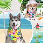 Eccliy 30 Pack Spring Dog Bandanas Bulk Summer Fruit Pet Bandanas Soft Triangle Dog Scarfs Polyester Bandana Pet Costume Cute Scarf Bibs with Flowers Patterns for Medium Large