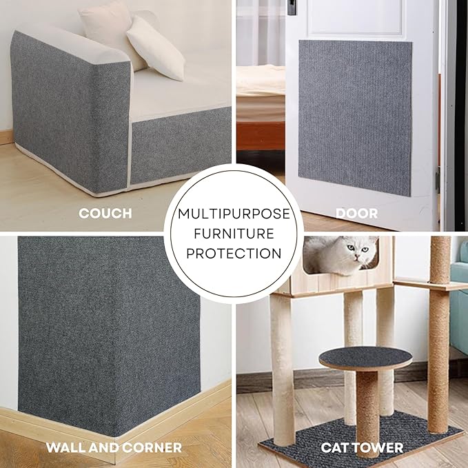 Cat Scratch Mat,Furniture Protector, 39.3"x15.8" Trimmable Self-Adhesive Cats Scratch Carpet, DIY Climb Cat Scratch Mat for Couch Furniture or Wall Protector (Dark Grey)