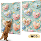 Nuxovilar Cat Scratching Mat 15.3x23.6 Inches Polyester Synthetic Fiber, Floral Hearts & Butterflies Print, wall cat Scratcher, Scratch pad, Home Decor, Bedroom, Living Room (2pcs)