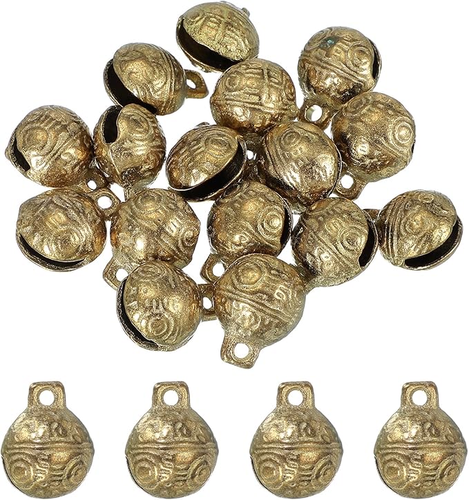 uxcell 16 Pcs Vintage Bronze Jingle Bells, 20mm Tibetan Jingle Bells for Crafts, Small Rustic Decorative Metal Bell for Dog Cat Pet Collar DIY Crafts Home Door Christmas Decor