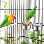 Small Dog Bowls, ShineMe 2 Pack Stainless Steel Pet Bowls Easily Affixes to Crate, Cage or Kennel - Non Spill Food & Water Bowls for Cat, Puppy, Birds, Guinea Pigs, Rabbit (4.7 x 2.1” & 3.9 x 1.9”)