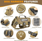 WINSEE Service Dog Vest Harness for Medium Dog, Tactical Working MOLLE Vest with 10 Pet Patches, No Pull Heavy Duty Harness for Training Walking