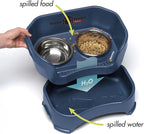 Neater Feeder Deluxe Mess-Proof Elevated Dog Bowls for Large Dogs (40+ lbs), 2 Height Adjustable (14.5” & 17.5”) No-Spill Raised Dog Bowl Stand, Stainless Steel Food Bowl Set, Made in USA, Dark Blue