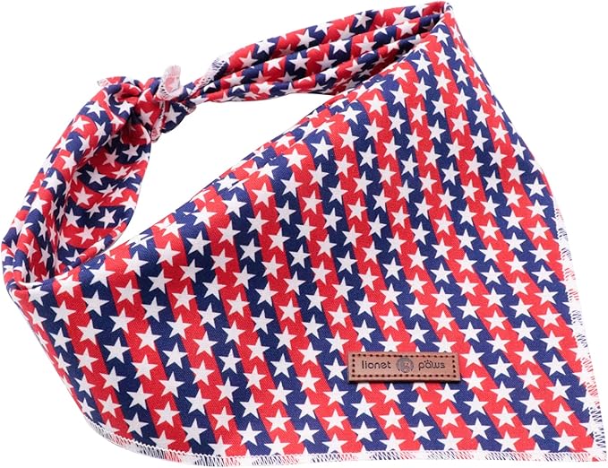 Lionet Paws Dog Bandana,4th of July Fabric Dogs Kerchief for Small Medium Dogs,Dog Cotton Triangle Bibs Scarf for Girl Boy