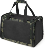 Cat Carrier Soft 25lbs Two Loading Pet Carriers Portable Small Dog Puppy Airline Approved Carrier with Side Pockets Foldable Portable for Outdoor Car Black Camouflage