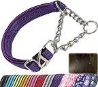 Reflective Martingale Collar for Dogs - Heavy Duty No Pull Dog Collar with Padded,Adjustable Dual D-Rings Design Choke Chain Collars for Large Medium XL,XXL Dogs Training Collar（Purple M