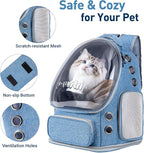Pawstrip Cat Backpack Carrier with Large Space Bubble Window, Airline Approved Breathable Pet Carrier for Small Dogs Cats up to 15lbs, Foldable for Travel Hiking & Outdoor Use