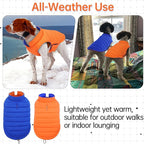 Lelepet Reversible Dog Coat Waterproof Dog Jacket Windproof Puffer Vest for Winter Warm Lightweight Coats for Small Dogs Adjustbale Hook & Loop Pet Apparel with Leash Hole, Chihuahua, Orange, XS