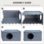 Cat House for Indoor Cats, Scratch Resistance Cat Cave Bed, Felt Peekaboo Cat Hideaway for Large & Multiple Cats Up to 22Lbs, Gray