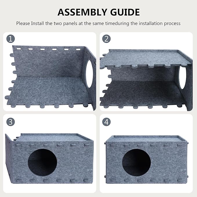 Cat House for Indoor Cats, Scratch Resistance Cat Cave Bed, Felt Peekaboo Cat Hideaway for Large & Multiple Cats Up to 22Lbs, Gray