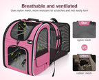 Pecute Cat Backpack Carrier Expandable, Pet Backpack for Cats & Small Dogs Up to 11lbs, with 4-Side Breathable Mesh, Multi-Entry & Lockable Zippers for Travel, Hiking, Camping - Hands Free, Pink
