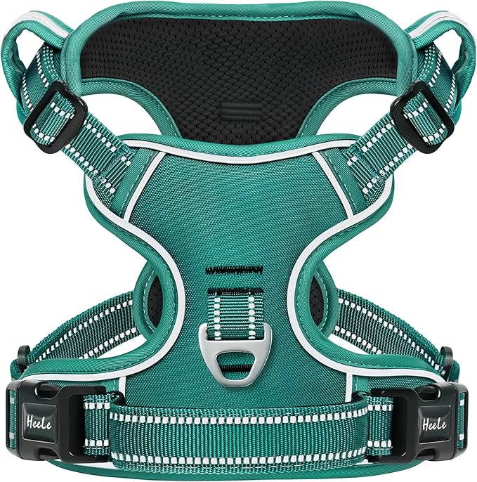 HEELE Dog Harness for Large Dogs No Pull Dog Vest Harness for Large Dog with Soft Padded Handle Reflective for Outdoor Training, Grass Green, L