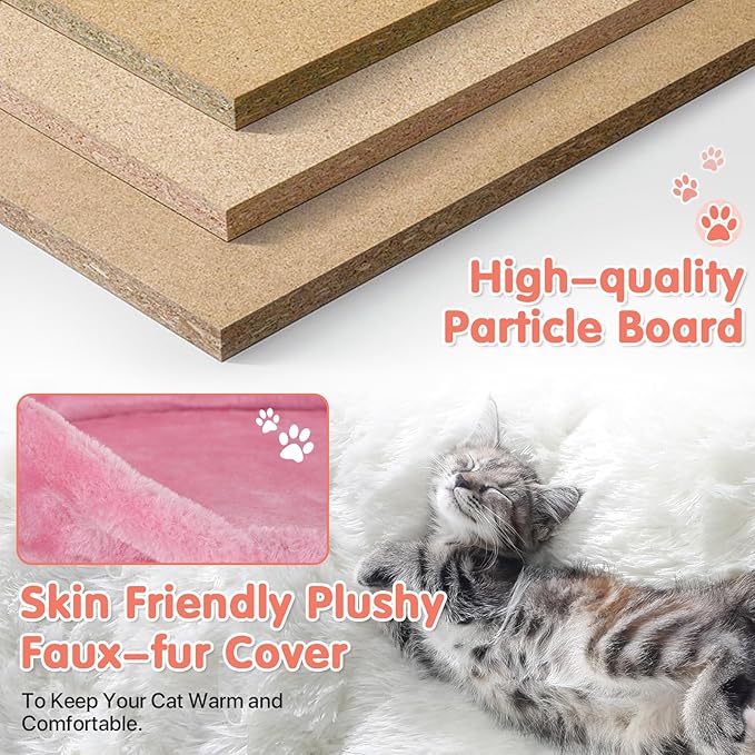 Cat Tree with Scratching Post,Cat Tower House for Indoor Large Adult Cats Kittens,21x21x70in Multi-Level Activity Cat Cando Furniture,Pink