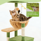 Cat Tree for Indoor Cats, 39.8-inch Cat Tower with 2 Plush Perches for Play & Rest, 1 Cozy Hideaway, Dangling Toy & Full Sisal Scratching Posts for Indoor Cats, Green