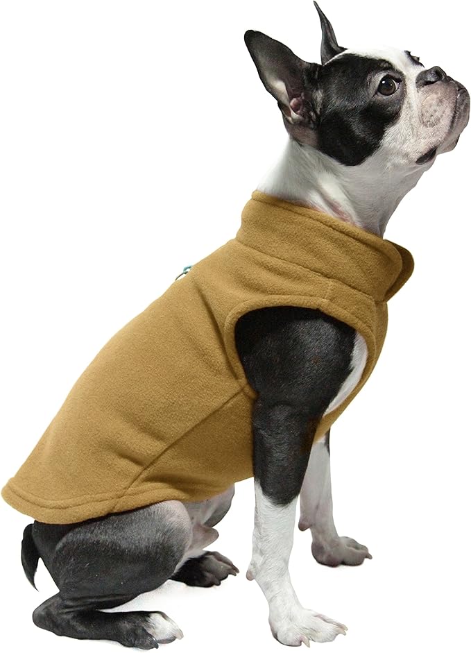 Gooby Fleece Vest Dog Sweater - Clay, Medium - Warm Pullover Fleece Dog Jacket with O-Ring Leash - Winter Small Dog Sweater Coat - Cold Weather Dog Clothes for Small Dogs Boy or Girl (Pack of 2)