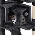 Topeakmart 70in Cat Tree, Multi-Level Cat Tower with Scratching Post Dangling Ball and Condos Cat Furniture for Indoor Cats, Black