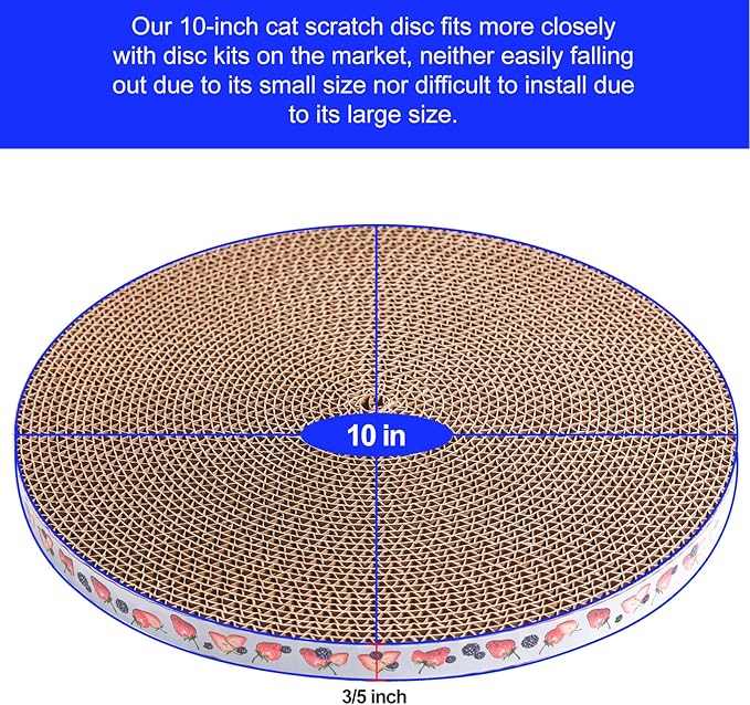 Round Cat Scratcher Pad 10 inch Diameter 3/5 inch Thickness Scratch Replacement Refill Scratching Board Cat scratchers for Indoor Cats (2 Pc)