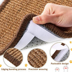 Tuanse 4 PCS Cat Scratcher Mat, 15.7 x 7.8 Inches Sisal Cat Scratching Pad, Horizontal Floor Scratching Pad Rug with Adhesive Loop Tape for Protect Couch and Carpets(Brown)