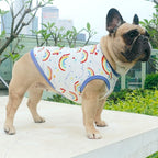 iChoue 100% Breathable Cotton Pug Halloween Cartoon T Shirts Cute Clothes for Dogs Vest Tank Tops Puppy French Bulldog Frenchie English Boston Terrier Rainbow - Small