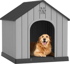 Bifanuo Large Dog House for Outdoor & Indoor, Waterproof Puppy Shelter with Air Vents & Elevated Floor, Easy Assemble Sturdy Dog Kennel for Large Dogs (Classic Black, 36.2''L×38''W×38''H)