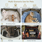 Dog Cat Playpen, Small Puppy Pet Playpen, Dog Crate Tent Cage Indoor/Outdoor, Portable Pop Up Dogs Kennel Playpen with Carrying Case for Dogs/Cats/Rabbits(Khaki, Small)