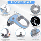 Dog Harness and Leash Set, No Pull Saddle Style Pet Harness, Breathable Mesh Adjustable Reflective Dog Vest for Dogs and Cat Medium Small Harness 2 D-Rings (Blue, XS)