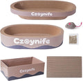 3PCS Cat Scratcher Cardboard, Oval Cat Scratch Pad Bowl Nest for Indoor Cats, Round Cat Scratching Board Corrugated Lounge Cat Bed, Furniture Protector for Couch (Coffee, 17 * 11.5 in)
